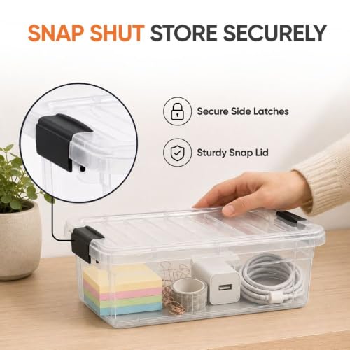 Image of Superio 1.27 Quart Clear Plastic Storage Containers with Lids, Stackable Organizer Bins, BPA-Free Storage Boxes for Home, Office, Dorm & Classroom, 36 Pack
