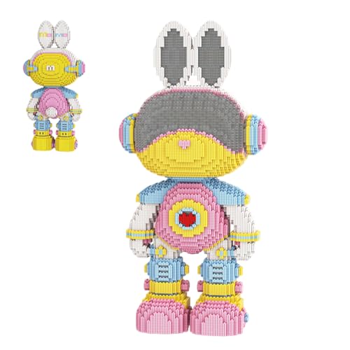 DAHONPA Juego de microbloques de construcción de conejo interestelar rosa (8800 piezas), diseño de color de contraste, regalo de decoración para amantes, hombres y mujeres