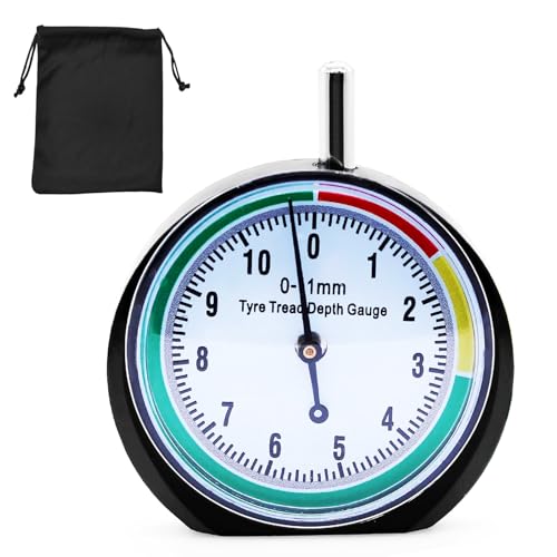 Medidor de profundidad de banda de acero inoxidable, Misuratore Battistrada, Misuratore Profondità Battistrada, Quadrante con Borsa Misuratore Battistrada Pneumatici 0-11mm