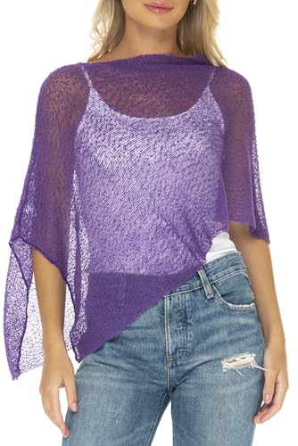 Image of SHU-SHI Womens Sheer Knit Poncho Shrug Lightweight Cover Up One Size Fits Most