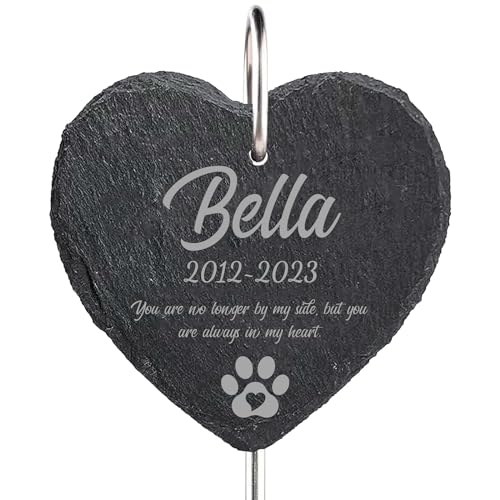 NIBESSER Plaque funeraire Personnalisable pour Animaux avec Piquet Crochet, nom personnalisé, Message, Motif, Date, plaques gravées Pierres tombales, Chien et Chat