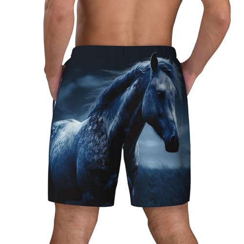 Men's Swim Trunks Quick Dry Board Shorts Blue Horse Beach Shorts with Pocket Bathing Suits for Men3