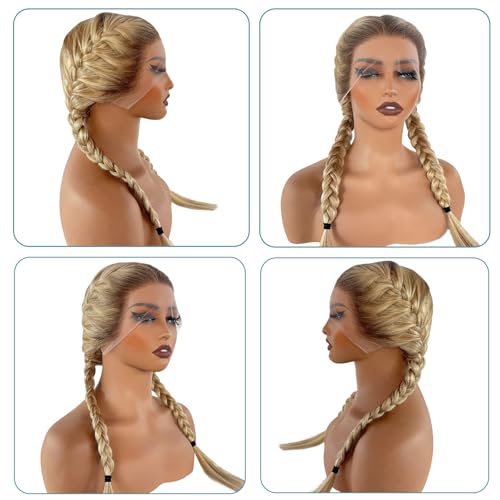 Image of Munx Ash Blonde Highlight Wig Human Hair, 180 Density 13x6 Hd Balayage Wigs Human Hair for Women Brown Highlight Lace Front Wig Pre Plucked Glueless Lace Front Wigs 16 Inch