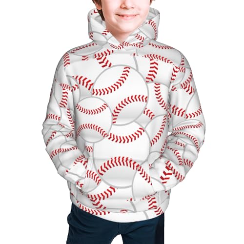 Baseballs Kid Hoodies Boys Sweatshirts Girls Pullover with Pocket3
