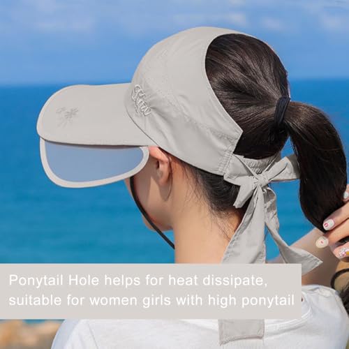 Image of SANNIDHI Summer Caps for Women Wide Brim Visor Sun Hats for Women, Golf Cap with Retractable Side Brim for UV Protection, Breathable Quick Drying Outdoor Hat for Tennis Biking
