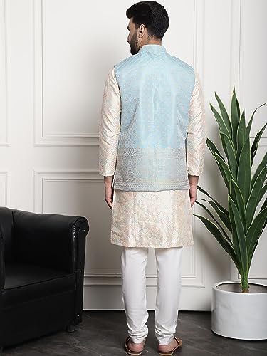 Image of SOJANYA (Since 1958 Men's Silk Blend Kurta and Pyjama with Nehru Jacket