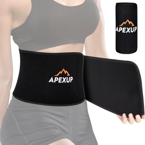 APEXUP Sweat Waist Trainer for Women and Men, Neoprene Waist Trimmer Belt with Lumbar Support (Black, M)