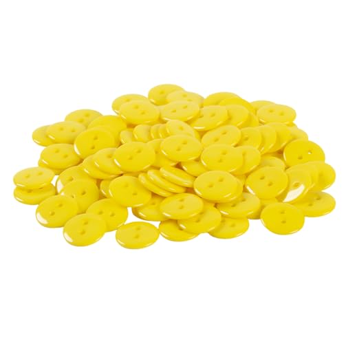 Lilaly 100pcs Yellow Sewing Buttons, 1/2-inch (12.5MM) 2 Hole Buttons for Clothes, Craft, Sewing & DIY