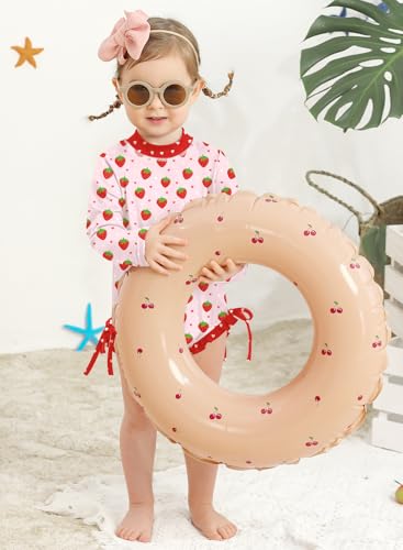 Image of BesserBay Baby Girl Swimsuit UPF 50+ Long Sleeve Zipper Snaps Bottom One Piece Rash Guard 0-36 Months
