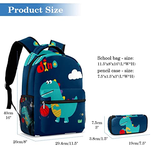 Sacs à dos Daypack dinosaure pour adolescents avec trousse scolaire multicolore