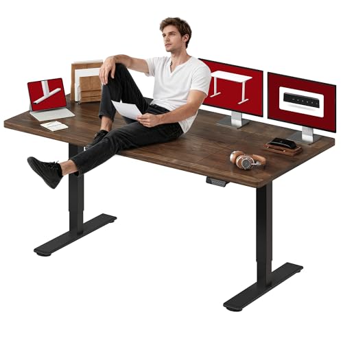 Image of SANODESK Dual Motor Electric Standing Desk 79 x 32 Inches, Height Adjustable Sit Stand Desk with Large Splice Board for Home Office, Computer Workstation, Study & Gaming, Black Frame /Black Walnut Top
