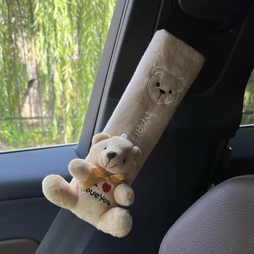 Image of RedOak Car Seat Belt Shoulder Pads Cover- Pack of Two - Cute Teddy Bear