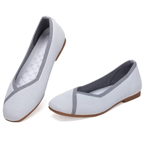 Image of Frank Mully Women Square Toe Flat Shoes Comfortable Knitted Flats