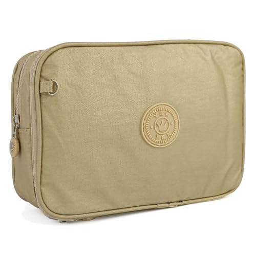 Estojo Bolsinha Escolar Divisórias Box Colorido Organizador Espaçoso (DOURADO)