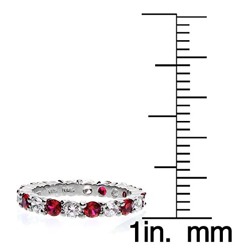Ice Gems Sterling Silver Created Ruby and Cubic Zirconia Wedding Band Ring3
