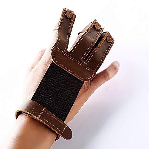 Nachvorn Archery Gloves Shooting Hunting Leather Three Finger Protector for Youth Adult