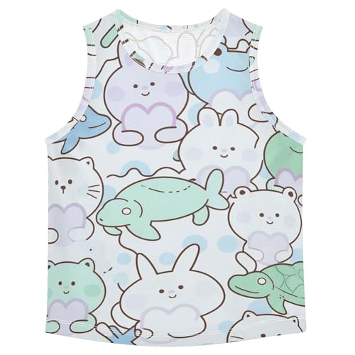 JUNZAN Animals Cats Boys Tshirts Tank Tops Sleeveless Kids Vest Active Tees for Workout Gym Fitness Cycling Swimming 3T