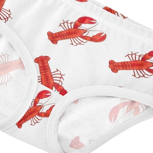 Cotton Toddler Girls Underwear Red Lobsters White Cute Panties Girl Pattern Briefs Kids Undies 2t4