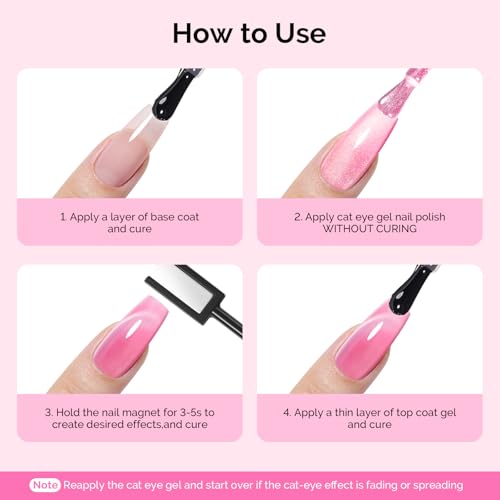 Image of MelodySusie Nail Magnet Set, 16PCS Cat Eye Gel Nail Polish Magnets, Round Square Double Ended Magnet Stick, Cat Eye Magnet for Nails, Strong Magnetic Nail Polish Magnets Nail Design Tools