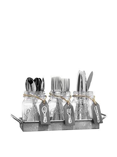 Circleware Trio Grand Mason Jar Glasses With Metal Holder Stand, Set Of 4 Home & Kitchen Farmhouse Decor Beverage Drink Tumblers For Water, Beer And Juice, 4 Piece Set, Black ,1 Count(Pack Of 4) #TOP1