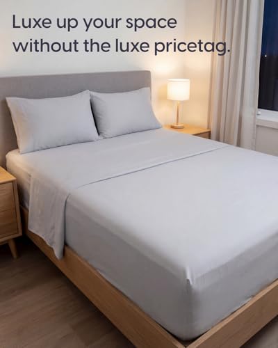 Image of Sleepy Town Full Size Bed Sheets - 4 Piece - Full Sheet Set - Extra Soft, Comfy & Cooling - Easy Care - Shrinkage, Wrinkle & Fade Resistant - Brushed Microfiber - Deep Pocket Bed Sheets (French Grey)