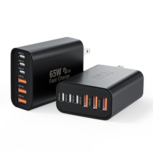 Image of 65W USB C Charger Block,2Pack 6-Port Apple USB C GaN Charger Fast Charging