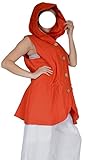  Italy Donna Damen Lagenlook Leinen Sommer Weste zipfel Jacke Kleid 44 46 48 50 L XL XXL Orange Mantel Urlaub Strand (44)