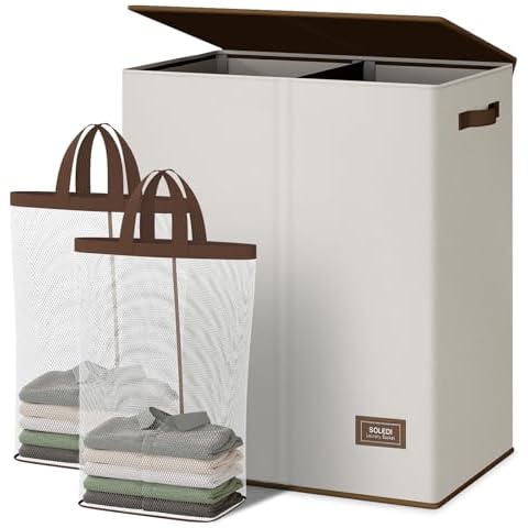 SOLEDI 145L Collapsible Laundry Basket with Lid Cover