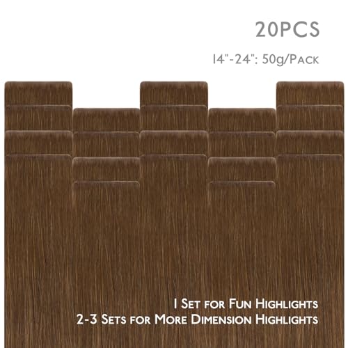 Image of WENNALIFE Invisi Edge Tape in Hair Extensions Human Hair,#5R,16 Inch | 16 Inch 50g 20pcs Light Auburn Brown Invisi Remy Hair tensions Natural Seamless Injected Tape Ins Straight