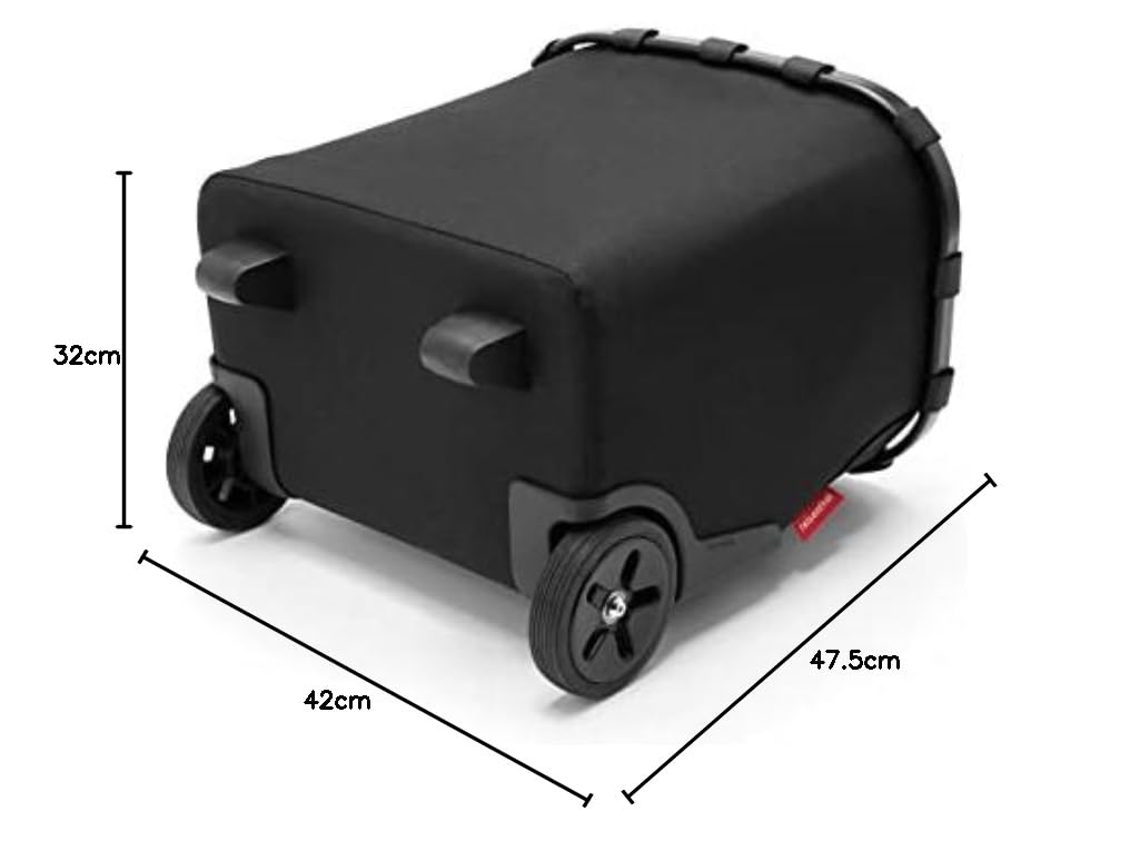 reisenthel carrycruiser in Schwarz – Tragbarer Einkaufstrolley mit stabilem Aluminiumrahmen, Schultergurt und herausnehmbarer Netz-Innentasche – Aus wasserabweisendem Material