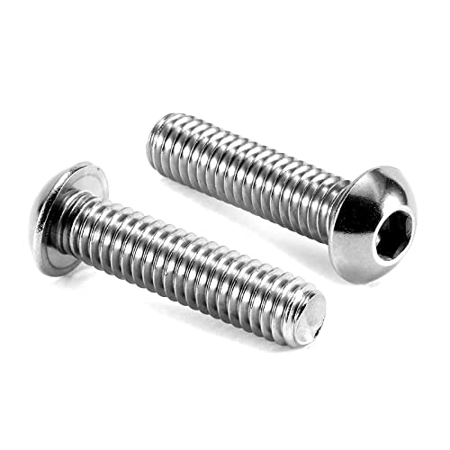 Image of 3 /8-16 x 1-1 /4 inch Button Head Socket Cap Bolts Screws, 20Pcs 304 Stainless Steel 18-8, Allen Hex Drive, Bright Finish by SG TZH(with Hex Spanner)