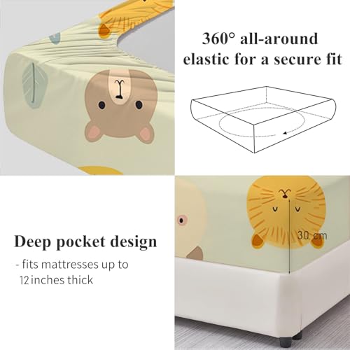 Drap housse 200x200 ajustable en microfibre douce jaune clair - 5