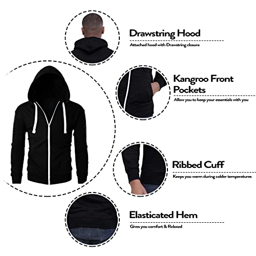 Love My Fashions® Men Full Zipper Plain Hoodie with Front Pockets Hoody for Casual Wear & Workout Black - Image 5