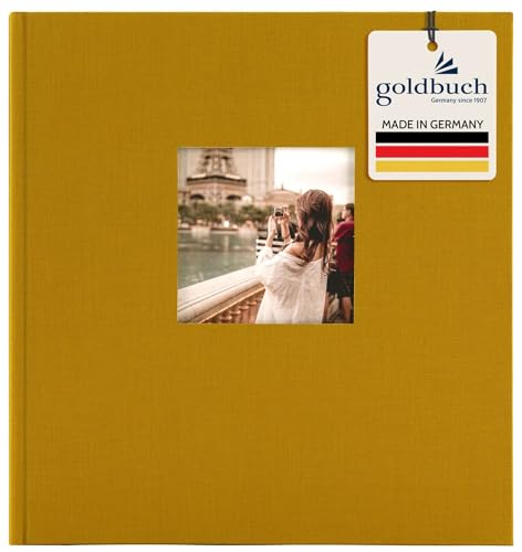 goldbuch Bella Vista 27 320 Album photo avec découpe pour photo moutarde 30 x 31 cm 60 pages blanches avec intercalaires en cristal et reliure en lin jaune