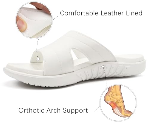 Image of KuaiLu Womens Fashion Orthotic Slides Ladies Athletic Yoga Mat Memory Foam Walking Sandals Thick Cushion Recovery Summer Beach Slippers Comfortable Plantar Fasciitis Arch Support