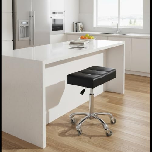 Image of Kaleurrier Heavy Duty Stools with Wheels 400lb Backless Adjustable Stool - Rolling Stools Swivel Chair for Counter Height Surface - Bar Kitchen Salon Office Lab Clinic (Rolling Casters, Black)