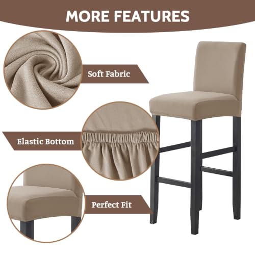 Image of FUANGUI Bar Stool Covers Set of 4, Waterproof Stretch Bar Stool Seat Covers | Washable Removable Bar Chair Covers with Backs Slipcovers, Bar Chair Covers Square for Kitchen Dining Room Cafe