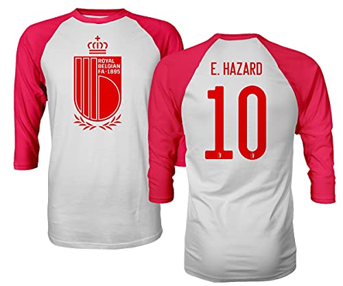 European Soccer 2020 Belgium #10 Eden Hazard Jersey Style Unisex Quarter Sleeve Raglan T-Shirt (Red, Small) European Soccer 2020 Belgium #10 Eden Hazard Jersey Style Unisex Quarter Sleeve Raglan T-Shirt (Red, Small)