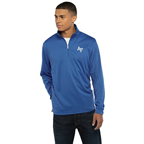 Vantage Apparel Men's Collegiate Micro Mesh Performance Team Color 1/4 Zip Pullover, Air Force Falcons, Royal, Large