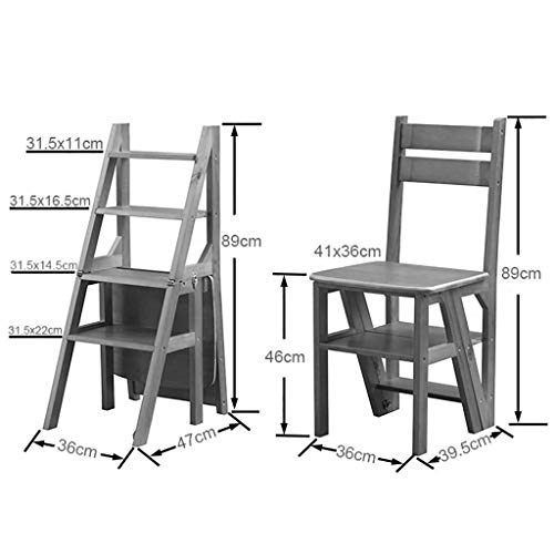 Chaise échelle pliante multi-usage 4 marches gain de place en noyer - 3