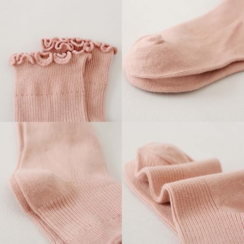 Womens Socks Cute Ruffle Ankle Socks Casual Breathable Cool Knit Cotton Lettuce Crew Frilly Sock 6 Pack4