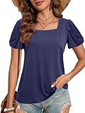 VahRuta Plus Size Spring Clothes for Women Casual Petal Short Tops Dressy Blusas De Mujer De Moda En Navy S