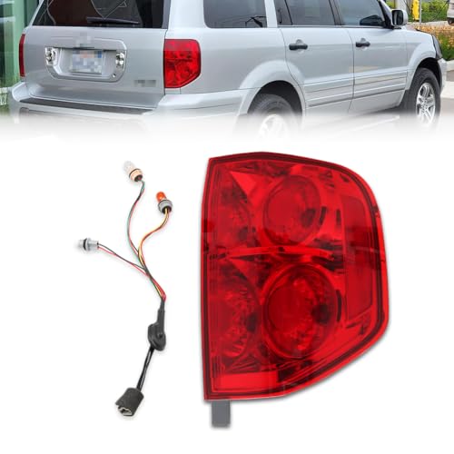 OLDANI w-Bulbs & Wiring Harness Tail Light for 2003-2005 Hon-da Pilot, Red Lens Brake Rear Light Pilot tail light Assembly Passenger Side Taillights, #33501S9VA02, HO2801154, 1 PC