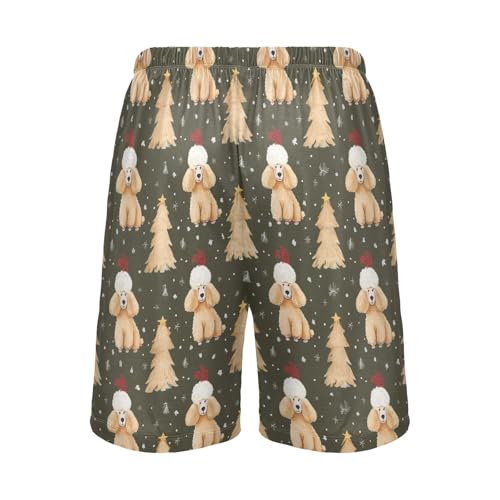 Poodle and Trees Pajama Bottom Shorts for Men Soft Casual Sleep Lounge Shorts with Pockets S-XXL2