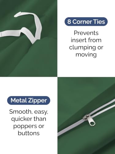 Image of Duvet Cover Super Queen - 3 Piece with Zipper Closure - Emerald Green