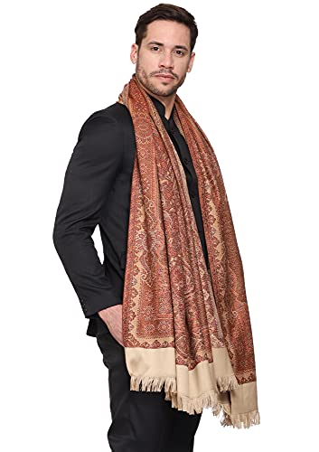 Image of Weavers Villa Men's Paisley Design Woven Poly Wool Blend Gents Shawls, Muffler, Stoles for Men
