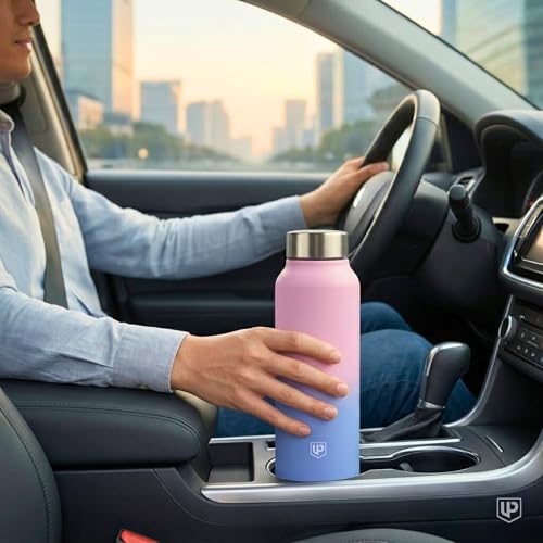 Image of Steel Water Bottle 1 LTR - ISI Certified Leakproof Stainless Steel Water Bottle 1 Litre | Rust Proof Metal Flask & Sipper Bottle for Gym, Office | BPA-Free, 1000ml (Pink)