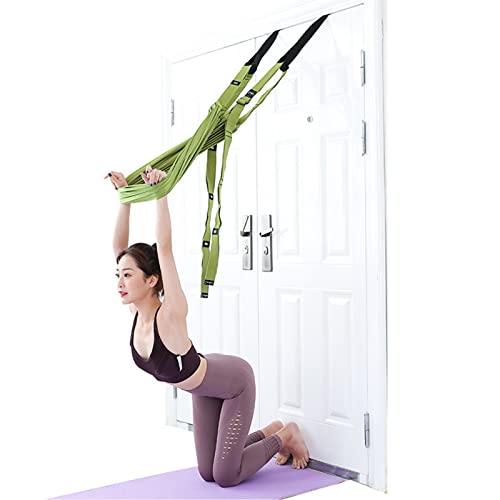 Waist Back Leg Stretch Strap Yoga Fitness Band,Stretching Equipment with Door Anchor for Dance Aerial Yoga Ballet Leg Stretching Exercise (Light Green) - Image 3