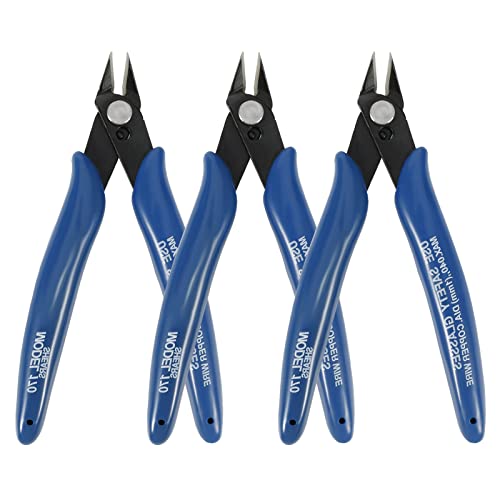 Smilcloud 3 Pcs Nipper Electrical for Cutting Wire Electrical Wire Cable Cutter Precision Cutter Pliers with Soft Grip Slip Guards Handles for DIY Craft and Jewelry (Blue)