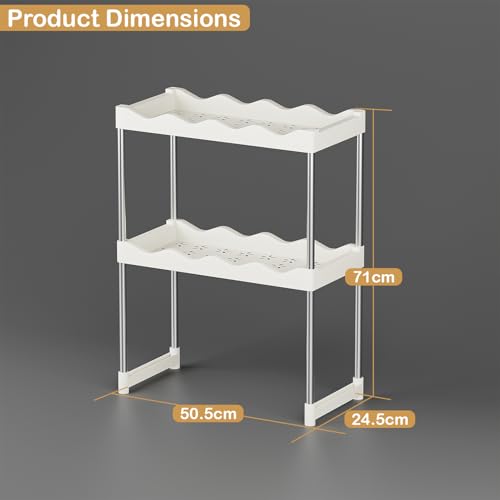Image of Lukzer 2 Tier Bookshelf Organizer Rack for Home & Office | Steel & Plastic Book Storage Stand (White, 71x50x24cm) | Multipurpose Display Shelf for Books, Files, Plants & Decor CH-007